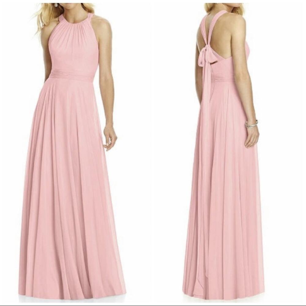 After Six Bridemade blush chiffon maxi bow dress